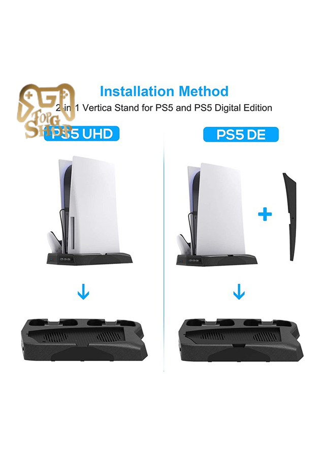 خرید پایه عمودی خنک کننده و شارژر KJH برای PS5 - سیاه